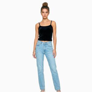 Black Velvet Velour Crop Top Cami Sm Y2K Goth 90s Grunge Whimsigoth Vamp Witchy